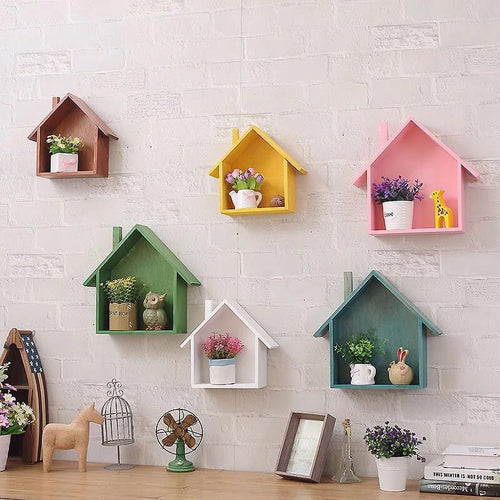 Wooden House Decorative Shelf