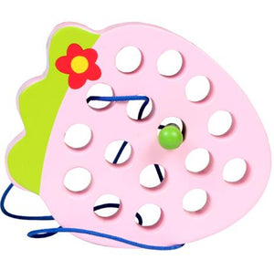 Caterpillar Eating Fruit Large Wooden Threading Puzzle