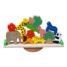 Load image into Gallery viewer, Wooden Toys Forest Animal Seesaw Wood Balance Blocks Wooden Jenga Blocks