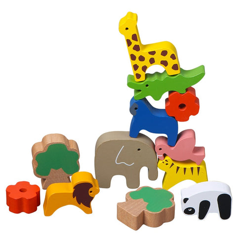 Wooden Toys Forest Animal Seesaw Wood Balance Blocks Wooden Jenga Blocks
