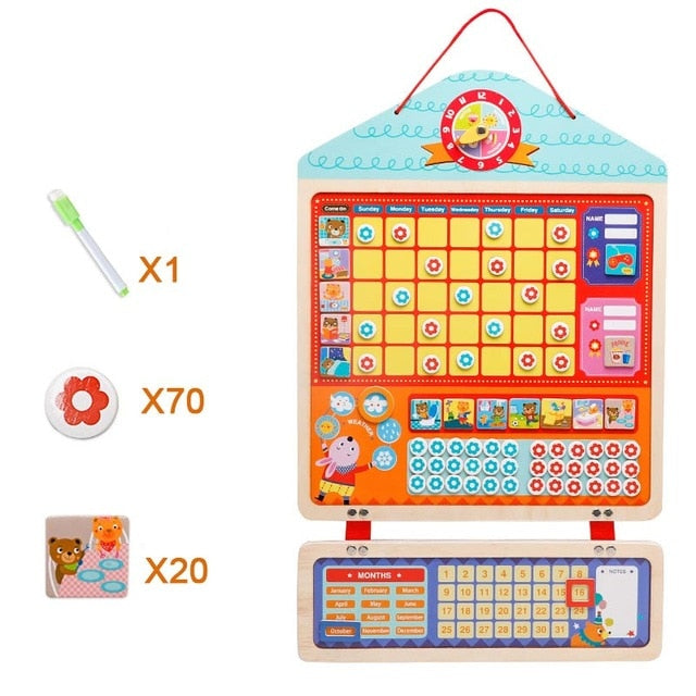 Educational Wooden Magnetic Schedule Chart Toys